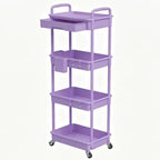 4 Tier Rolling Cart with Drawer, Utility Storage Cart on Wheels for Kitchen, Bathroom, Living Room