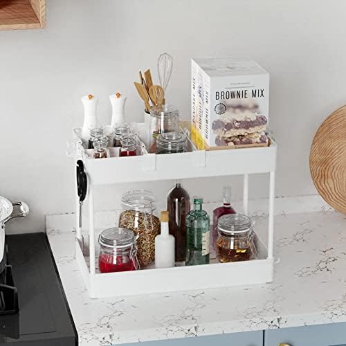4 Tier Rolling Cart with Wheels, Storage Craft Art Trolley Organizer Serving, 3 Hanging Baskets Easy Assembly, alternate view