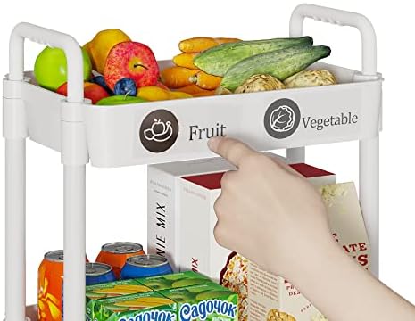 4 Tier Rolling Cart with Wheels, Utility Storage Carts, White in White, alternate view 5