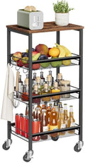 4-Tier Rolling Kitchen Storage Cart, Fruit Vegetable Basket