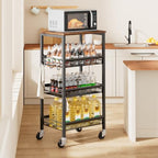 4-Tier Rolling Kitchen Storage Cart, Fruit Vegetable Basket, alternate view 2