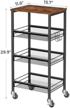 4-Tier Rolling Kitchen Storage Cart, Fruit Vegetable Basket, alternate view 3