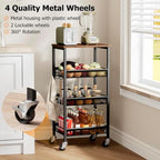 4-Tier Rolling Kitchen Storage Cart, Fruit Vegetable Basket, alternate view 4