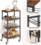 4-Tier Rolling Kitchen Storage Cart, Fruit Vegetable Basket, alternate view 6