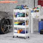 4 Tier Rolling Storage Cart Metal with Wheels, 37in Heavy Duty Roller Carts, alternate view 3