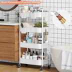 4 Tier Rolling Storage Cart Metal with Wheels, 37in Heavy Duty Roller Carts, alternate view 6