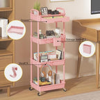 4 Tier Rolling Storage Cart with Drawer, Utility Carts with Wheels, alternate view 4