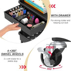 4 Tier Rolling Utility Cart Organizer with Removable Drawer, Black in Black, alternate view 3