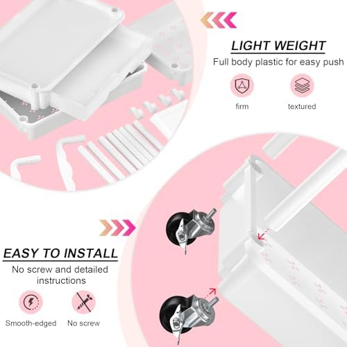4 Tier Rolling Utility Cart Organizer with Removable Drawer, White in White, alternate view 4