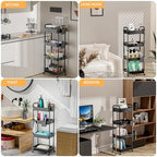 4 Tier Rolling Utility Cart with Drawer, Utility Cart Made of Multifunctional Storage Organizer Tool for, alternate view 6