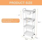 4 Tier Rolling Utility Cart with Handle, Utility Cart Made of Multifunctional Storage Organizer Tool for, alternate view 3