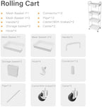4 Tier Rolling Utility Cart with Handle, Utility Cart Made of Multifunctional Storage Organizer Tool for, alternate view 5