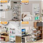 4 Tier Rolling Utility Cart with Handle, Utility Cart Made of Multifunctional Storage Organizer Tool for, alternate view 6