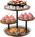 4-Tier Rotating Wood, 360° Rustic Farmhouse Cake Tower with Tiered Trays, Elegant Dessert Display for Weddings