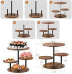 4-Tier Rotating Wood, 360° Rustic Farmhouse Cake Tower with Tiered Trays, Elegant Dessert Display for Weddings, alternate