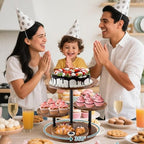 4-Tier Rotating Wood, 360° Rustic Farmhouse Cake Tower with Tiered Trays, Elegant Dessert Display for Weddings, alternate