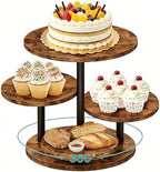 4 Tier Rotating Wooden Cupcake Tower Stand, Round 360° Rotatable Dessert Tiered Tray Display Holds 50 Cupcakes