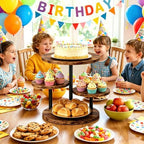 4 Tier Rotating Wooden Cupcake Tower Stand, Round 360° Rotatable Dessert Tiered Tray Display Holds 50 Cupcakes, alternate