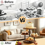 4 Tier Rotating Wooden Cupcake Tower Stand, Round 360° Rotatable Dessert Tiered Tray Display Holds 50 Cupcakes, alternate
