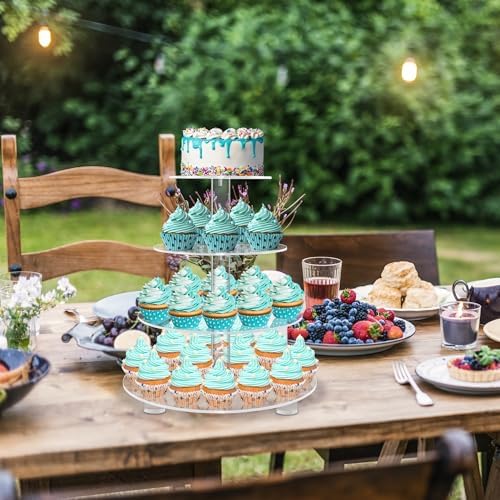 4 Tier Round Acrylic Cupcake Stand with Base, Premium Cupcake Holder, Acrylic Cupcake Tower Display Cady Bar, alternate view