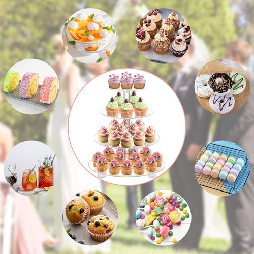 4 Tier Round Acrylic Cupcake Stand with Base, Premium Cupcake Holder, Acrylic Cupcake Tower Display Cady Bar, alternate view