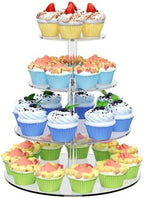 4 Tier Round Cupcake Stand Acrylic Cupcake Display Tower for 38 Cupcakes in clear