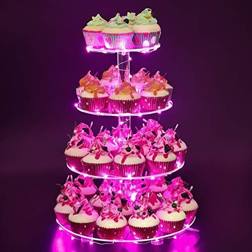 4 Tier Round Cupcake Stand - Premium Cupcake Holder - Acrylic Cupcake Tower Display - Acrylic Display for Pastry