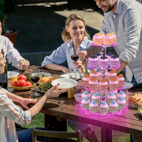 4 Tier Round Cupcake Stand - Premium Cupcake Holder - Acrylic Cupcake Tower Display - Acrylic Display for Pastry, alternate