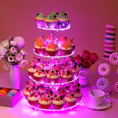4 Tier Round Cupcake Stand - Premium Cupcake Holder - Acrylic Cupcake Tower Display - Acrylic Display for Pastry, alternate
