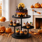 4 Tier Round Cupcake Stand, Wooden Cup Cake Tower with Tiered Cookie Serving Tray, 360°Rotatable Cake Stand for, alternate