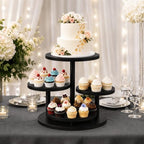 4 Tier Round Cupcake Stand, Wooden Cup Cake Tower with Tiered Cookie Serving Tray, 360°Rotatable Cake Stand for, alternate