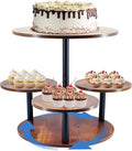 4 Tier Round Cupcake Tower Stand for 50 Cupcakes, 360° Rotating Wood Cake Stand with Tiered Trays, Farmhouse