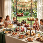 4 Tier Round Cupcake Tower Stand for 50 Cupcakes, 360° Rotating Wood Cake Stand with Tiered Trays, Farmhouse, alternate view