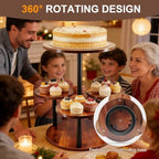 4 Tier Round Cupcake Tower Stand for 50 Cupcakes, 360° Rotating Wood Cake Stand with Tiered Trays, Farmhouse, alternate view