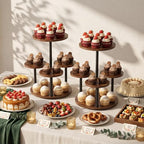 4 Tier Round Cupcake Tower Stand for 50 Cupcakes, 360° Rotating Wood Cake Stand with Tiered Trays, Farmhouse, alternate view