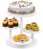 4 Tier Round Cupcake Tower Stand for 50 Cupcakes, Wood Cake Stand with Tiered Tray Decor, Farmhouse Tiered Tray