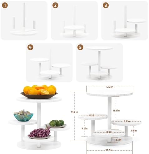 4 Tier Round Cupcake Tower Stand for 50 Cupcakes, Wood Cake Stand with Tiered Tray Decor, Farmhouse Tiered Tray, alternate