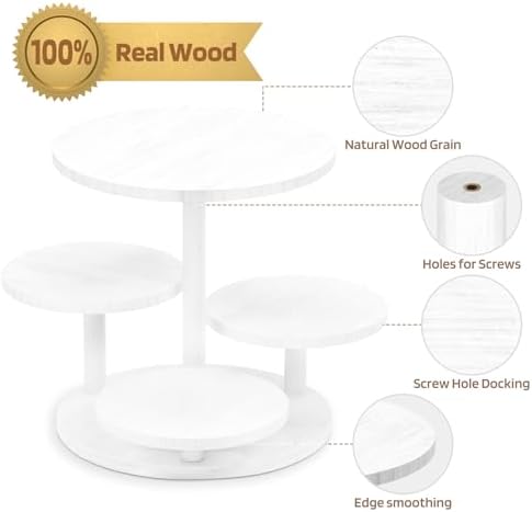 4 Tier Round Cupcake Tower Stand for 50 Cupcakes, Wood Cake Stand with Tiered Tray Decor, Farmhouse Tiered Tray, alternate