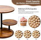 4 Tier Round Cupcake Tower Stand, Wooden 360° Rotating Large Cake Stand in Brown, alternate view 3