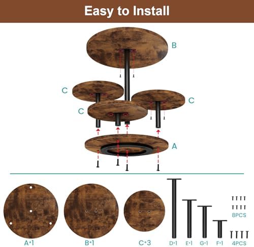 4 Tier Round Cupcake Tower Stand, Wooden 360° Rotating Large Cake Stand in Brown, alternate view 6