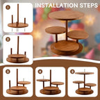 4 Tier Round Cupcake Tower Stand Wooden Cupcake Stands for 50 Cupcakes 360° Rotating Wood Dessert Display with, alternate