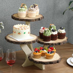 4 Tier Round Natural Wood Cupcake Dessert Stand, Cup Cake Tower Stand Holder, Wooden Cake Display Tiered, alternate view 5