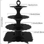 4-Tier Round & Square Cupcake Stand, 2-Pack Sturdy Cardboard Holder for 24/50 Cupcakes | Black Display for, alternate view 3
