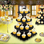 4-Tier Round & Square Cupcake Stand, 2-Pack Sturdy Cardboard Holder for 24/50 Cupcakes | Black Display for, alternate view 4
