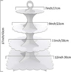 4-Tier Round & Square Cupcake Stand, 2-Pack White - Sturdy Disposable Cardboard for Parties, Weddings, Baking, alternate view