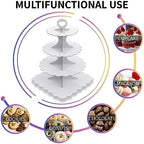 4-Tier Round & Square Cupcake Stand, 2-Pack White - Sturdy Disposable Cardboard for Parties, Weddings, Baking, alternate view