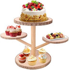 4 Tier Round Wooden Cupcake Stand - Wooden Cupcake Stand/ Holder - Rustic Wood Cupcake Tower Display for