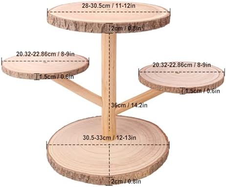 4 Tier Round Wooden Cupcake Stand - Wooden Cupcake Stand/ Holder - Rustic Wood Cupcake Tower Display for, alternate view 3