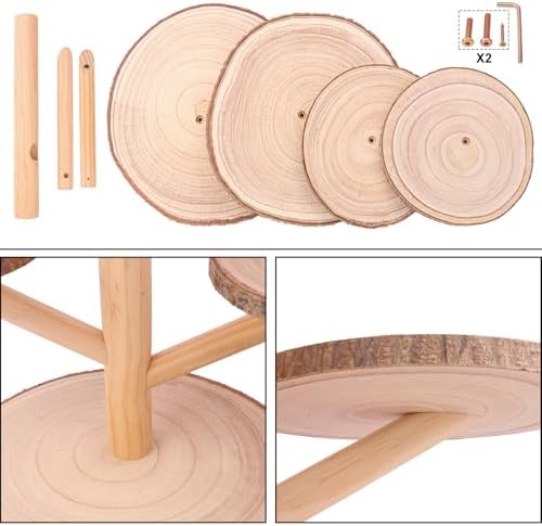 4 Tier Round Wooden Cupcake Stand - Wooden Cupcake Stand/ Holder - Rustic Wood Cupcake Tower Display for, alternate view 4