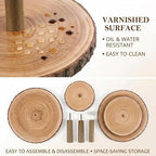 4 Tier Rustic Wood Cupcake Stand with Natural Bark, Varnish Finish, for Wedding, Birthday, Farmhouse Party in, alternate view